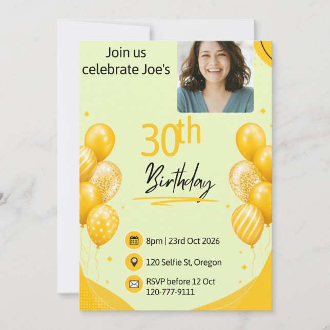 Convites Aniversário de 30 anos (Frente)