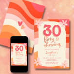 Convites aniversário de 30 anos 30 floridos e retrorreflect<br><div class="desc">Faça uma declaração ousada com seu aniversário de 30 anos com trinta, flerte e convites de festas de aniversários retrorreflectores florescentes! Estes convites foram feitos para capturar a essência do bô charm e da nostalgia retrorativa, fazer-os a escolha perfeita para a sua celebração de aniversário marco. Com sua combinação única...</div>