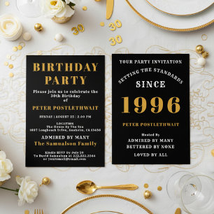 Convites Aniversário de 30 anos Adicionar Nome 1996 Preto D