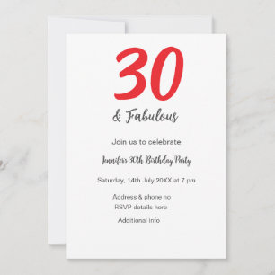 Convites aniversário de 30 anos adicionar nome data ano ano