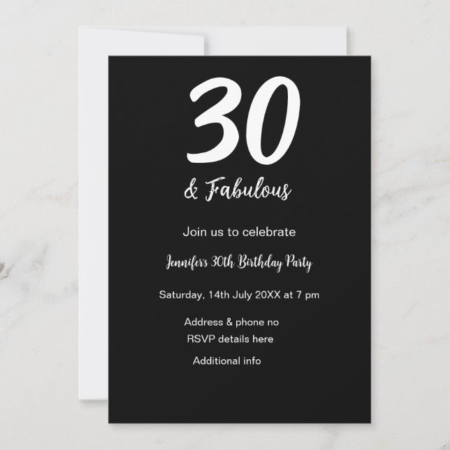 Convites aniversário de 30 anos adicionar nome data ano ano (Frente)