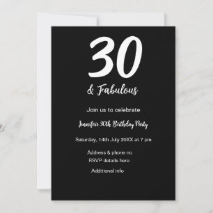 Convites aniversário de 30 anos adicionar nome data ano ano