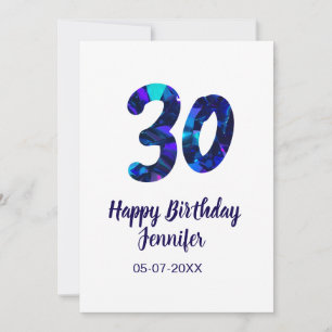 Convites aniversário de 30 anos adicionar nome data ano azu