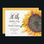 Convites aniversário de 30 anos Amarelo Castanho Girassol<br><div class="desc">Girassol amarelo e marrom, de cor brilhante, com folhas verdes num convite de festas branco de aniversário de 30 anos para mulheres. A parte de trás desta placa é um amarelo brilhante e correspondente. Perfeito para o verão ou festa de aniversário de outono. Entre em contato conosco para obter ajuda...</div>