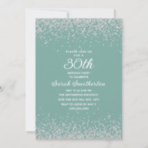Aniversário de 30 anos Aqua Mint Prata Brilho de D