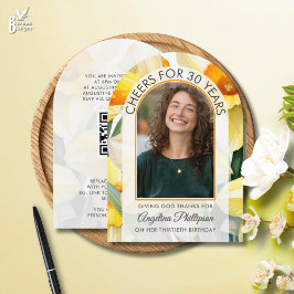 Convites Aniversário de 30 anos Arco Moderno Floral NARCISO