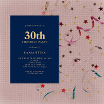 Convites Aniversário de 30 anos azul Marinho mínimo<br><div class="desc">Aniversário de 30 anos azul Dourado Marinho minimalista. Totalmente personalizável. Personalize facilmente o texto e altere as cores da fonte e do plano de fundo,  se desejar,  por meio da opção editar mais.</div>
