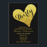 Convites aniversário de 30 anos Black and Faux Dourada Hear<br><div class="desc">Design de coração negro e Dourado azul. Este é um modelo pronto para você adicionar seus detalhes de festa a. Se você quiser alterar a cor de fundo da fonte,  clique em personalizar mais no final do modelo.</div>