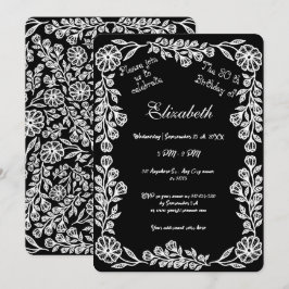 Convites Aniversário de 30 anos bobotânico preto e branco