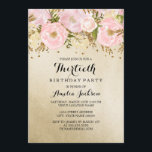 Convites aniversário de 30 anos bonito Cor-de-Rosa Dourado<br><div class="desc">Mais bonito convites para o aniversário de 30 anos floral na loja Little Bayleigh! Utilizámos o trabalho de arte de: www.createthecut.com</div>