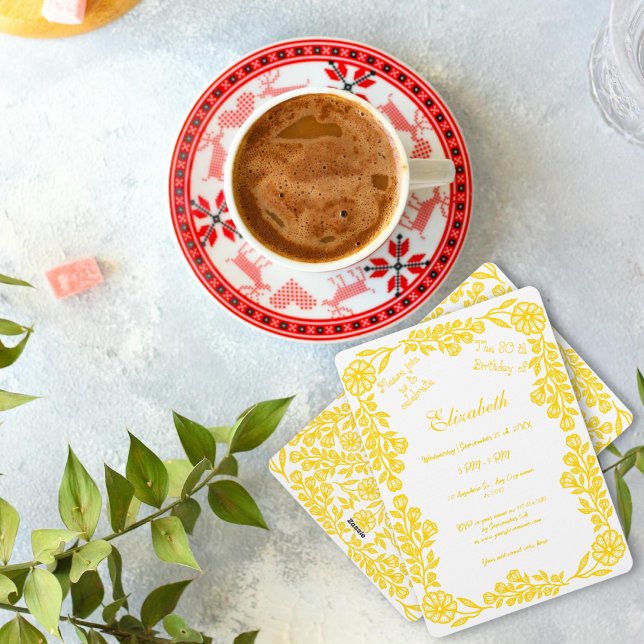 Convites Aniversário de 30 anos Botânica Dourada e branca (Criador carregado)