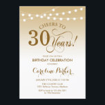 Convites aniversário de 30 anos - Branco Dourado<br><div class="desc">aniversário de 30 anos Invitation Elegante gold e design branco com luzes de fada e fontes de script. Até 30 anos! Pode ser personalizado em qualquer idade! Envie-me uma mensagem se precisar de mais personalização.</div>