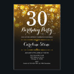 Convites aniversário de 30 anos - Branco preto Dourado<br><div class="desc">Convite para aniversário de 30 anos. QUALQUER design preto Elegante,  preto,  branco,  com luzes falsas brilhando no poste de ouro. Aniversário adulto. Apresenta diamantes e fontes de script. Homens ou mulheres convidam no dia. Perfeito para uma festa de aniversário na moda. Envie-me uma mensagem se precisar de mais personalização.</div>