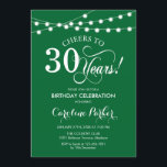 Convites aniversário de 30 anos - Branco Verde<br><div class="desc">aniversário de 30 anos Convite Simples Floresta Esmeralda Verde e design branca com luzes de cordas de fadas e fontes de script. Até 30 anos! Pode ser personalizado em qualquer idade! Envie-me uma mensagem se precisar de mais personalização.</div>