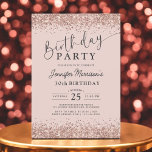 Convites Aniversário de 30 anos brilhante de Rosa brilhante<br><div class="desc">Celebre uma 30 brilhante com este Convite de Aniversário do Elegante Rosa Dourado Blush Glitter! Com fundo de pincelada suave e sotaques de rosa dourados falsos, este design combina o brilho moderno com a elegância do eterno. Totalmente editável, é perfeito para personalizar com o nome, a idade e os detalhes...</div>