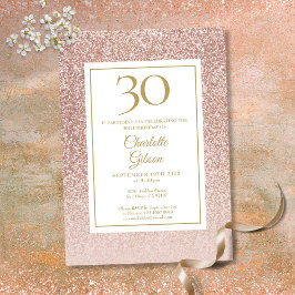 Convites Aniversário de 30 anos brilhante Rosa Dourado