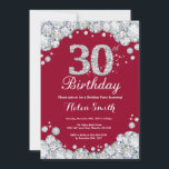 Convites aniversário de 30 anos Burgundy Red e Silver Diamo<br><div class="desc">Convite para aniversário de 30 anos. Burgundy Red e Silver Rhinestone Diamond. Convidado Elegante Birthday Bash. Aniversário Adulto. Mulheres Aniversário. Homens Aniversário. Para mais personalização,  clique no botão "Personalizar" e use nossa ferramenta de design para modificar este modelo.</div>