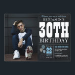 Convites aniversário de 30 anos Chalkboard Blue Balloon Fot<br><div class="desc">Convite de festas aniversário de 30 anos do Balão Azul Branco do Quadro de Vintagem Russo</div>