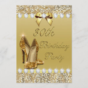 Convites aniversário de 30 anos Classy Dourado Heels Sequi