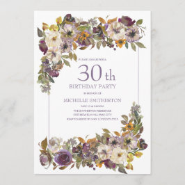 Convites Aniversário de 30 anos com Flor de Folhagem Amarel