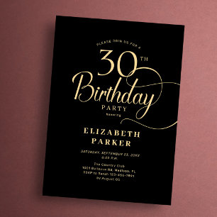 Convites Aniversário de 30 anos com Letra Elegante Simples 