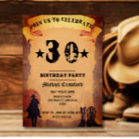 Convites aniversário de 30 anos cowboy antiga dona de caval<br><div class="desc">aniversário de 30 anos cowboy,  convite de festas de cavalo de papel personalizável para o amante de cowboy lá fora ou qualquer pessoa que ama cavalos e cowboys da natureza.</div>