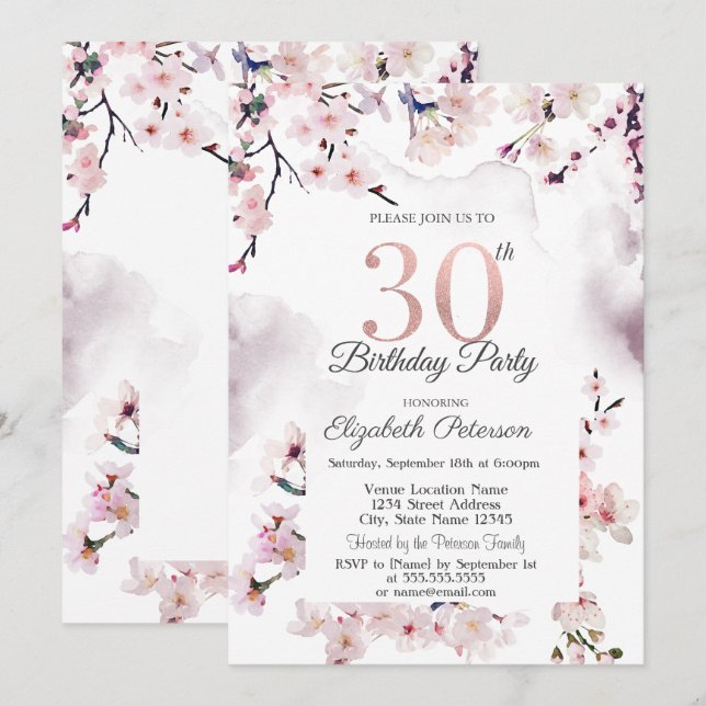 Convites Aniversário de 30 anos da Cherry Blossom (Frente/Verso)