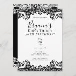 Convites Aniversário de 30 anos de 30 Sujo de Lace Branco e<br><div class="desc">Personalizar para qualquer evento</div>
