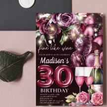 Aniversário de 30 anos de Adultos de Vinho Magenta