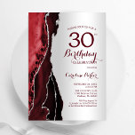 Convites Aniversário de 30 anos de Agata Vermelha Elegante<br><div class="desc">Vermelho vermelho escuro e convite de festas de agata prateado. Elegante design moderno, com fundo de geode de mármore agado, fonte faux glitter prata e script de tipografia. Trendy convida o cartão perfeito para uma comemoração de dia das mulheres na moda. Impressos convites Zazzle ou modelo de impressão digital instantânea...</div>