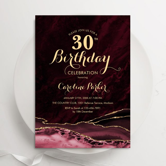 Convites Aniversário de 30 anos de Agate Dourado da Borgonh (Criador carregado)