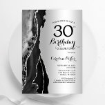 Convites Aniversário de 30 anos de Agato Preto de Prata<br><div class="desc">Convite de festas aniversário de 30 anos preto e prateado. Elegante design moderno com fundo geode de pedra de pedra marmortal, letra falsa prata brilhante e script de tipografia. Trendy convida o cartão perfeito para uma comemoração de dia das mulheres na moda. Impressos convites Zazzle ou modelo de impressão digital...</div>