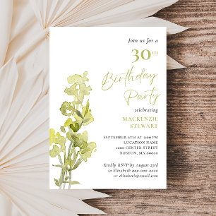 Convites Aniversário de 30 anos de Aquarela Botânica Verde
