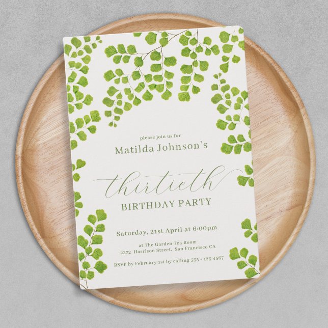 Convites Aniversário de 30 anos de Botânica Verde (Green Botanical 30th Birthday Invitation)