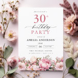 Convites Aniversário de 30 anos de Caligrafia Floral do Jar<br><div class="desc">Celebre em estilo com um convite para aniversário de 30 anos de caligrafia floral de jardim, perfeito para um evento de marco. Com designs florais vibrantes e caligrafia elegante, este convite dá um tom caprichoso mas sofisticado para a sua celebração. O tema do jardim exuberante combina beleza natural com uma...</div>