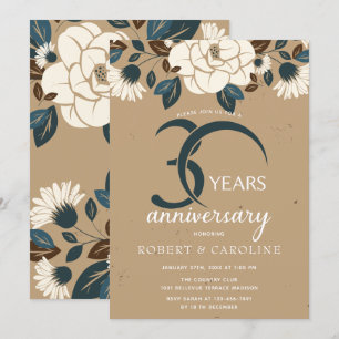 Convites Aniversário de 30 anos de Casamento Floral Rústico