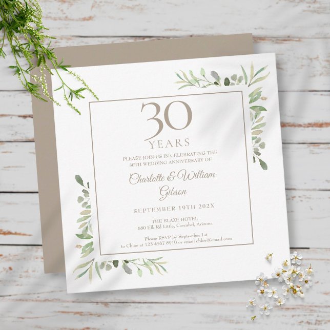 Convites Aniversário de 30 anos de Casamento Pérolas Flora  (Criador carregado)