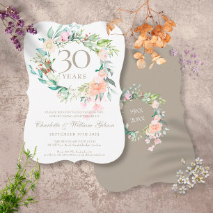Convites Aniversário de 30 anos de Casamento Pérolas Rosas