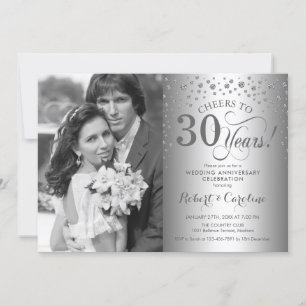 Convites Aniversário de 30 anos de casamento Prata com Foto