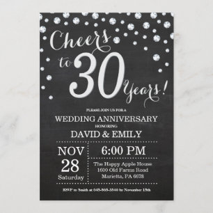Convites Aniversário de 30 anos de Casamento Quadro Negro P