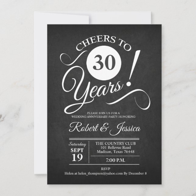 Convites Aniversário de 30 anos de Casamento Rústico - Quad (Frente)