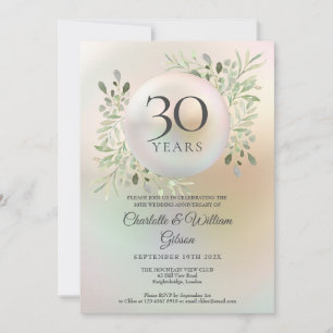 Convites Aniversário de 30 anos de Casamento Verde Floral P