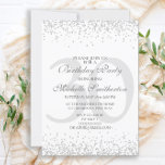 Convites Aniversário de 30 anos de Cinza de  de Prata Branc<br><div class="desc">Convite de festas clássico de aniversário de 30 anos em branco com cinza e brilho prateado e uma fonte elegante de caligrafia.</div>