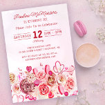 Convites Aniversário de 30 anos de Dia de os namorados de C<br><div class="desc">Meninas de todas as idades vão adorar esta design feminina. rosas bonito cor-de-água cor-de-rosa e corações cinzentos brancos criam o convite perfeito para aniversário de 30 anos para um aniversário de fevereiro ou Dia de os namorados. A cor-de-água rosa mais suave enquadra perfeitamente o texto e os gráficos. A parte...</div>