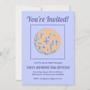 Convites Aniversário de 30 anos de Disco Amarelo Azul Roxo