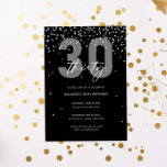 Convites Aniversário de 30 anos de faísca de prata e brilho<br><div class="desc">Este maravilhoso convite para 30 apresenta discos cintilantes prateados em fundo preto. Para personalização mais avançada deste design,  por exemplo,  alteração do layout,  da fonte ou do tamanho do texto,  clique no botão "PERSONALIZAR" acima. Por favor,  entre em contato comigo para qualquer pergunta!</div>