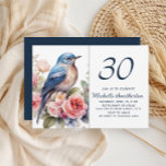 Convites Aniversário de 30 anos de Flores de Pássaro Azul<br><div class="desc">Elegante pássaro azul e flores cor-de-água rosa aniversário de 30 anos convite de festas. Entre em contato comigo para obter assistência com suas personalizações ou para solicitar outros produtos Zazzle correspondentes ou coordenadores para sua celebração.</div>