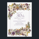 Convites Aniversário de 30 anos de Folhagem Amarelo-Púrpura<br><div class="desc">Linda cor púrpura,  marfim e amarelo-mostarda floral com convite de festas de folhagem verde para mulheres. Entre em contato conosco para obter ajuda sobre a personalização ou produtos correspondentes.</div>