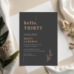 Convites Aniversário de 30 anos de folhagem moderna minimal<br><div class="desc">Convide convidados para o seu casamento com este simples e moderno convite para aniversário de 30 anos, que contém uma fonte limpa sobre o fundo do carvão. Este convite é perfeito para qualquer estação. Para personalização mais avançada deste design, por exemplo, alteração do layout, da fonte ou do tamanho do...</div>