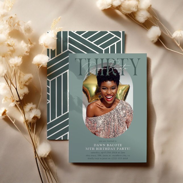 Convites Aniversário de 30 anos de Foto e Assinatura Oval M (Criador carregado)